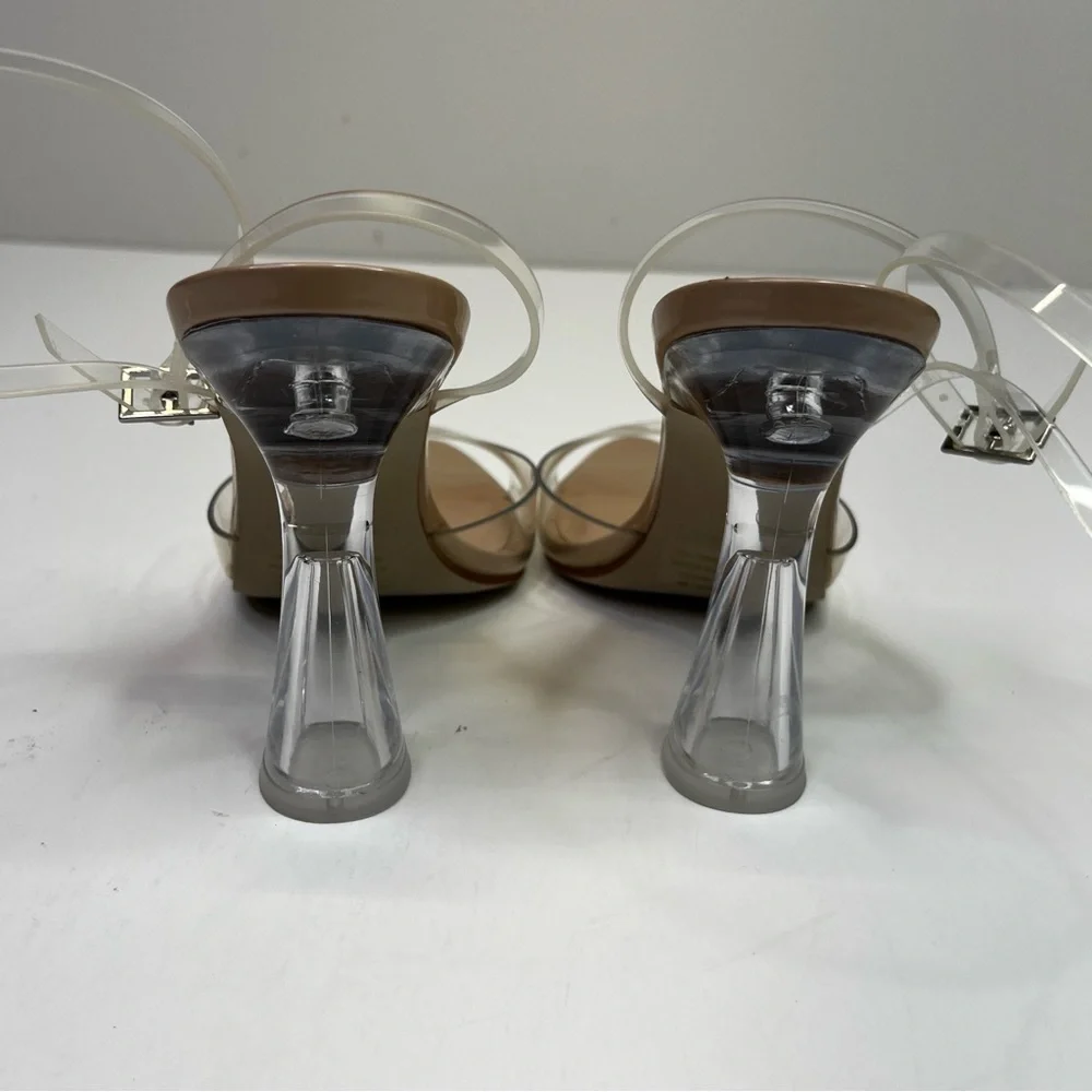 Steve Madden Beki Two-Piece Flare Heel Sandals clear blush - 6 - Picture 8 of 12